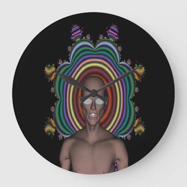 Hippy Punk Große Wanduhr (Vorderseite)