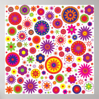 Hippy-Rainbow-Blume Poster