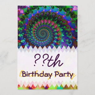 Hippy Rainbow Fraktal Geburtstag Einladung