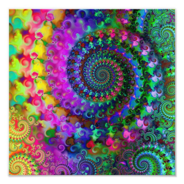 Hippy Rainbow Fraktal Pattern Poster (Vorne)