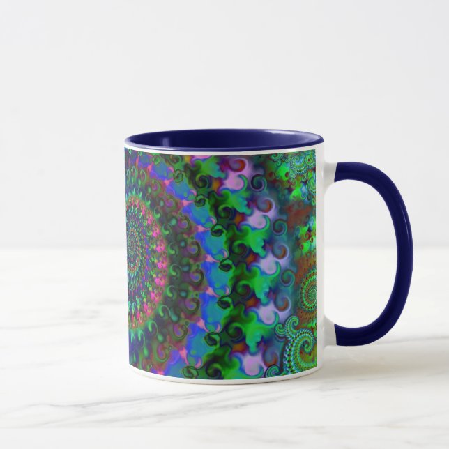 Hippy Regenbogen-Fraktal-Muster Tasse (Rechts)