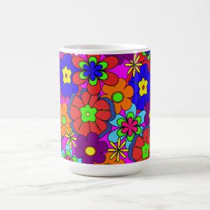 Hippy Retro Blumen in den Rosa Tasse