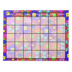 Hippy Retro Blumen-Kalender Notizblock