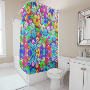 Hippy Retro Blumenart Duschvorhang