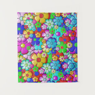 Hippy Retro Blumenart Wandteppich