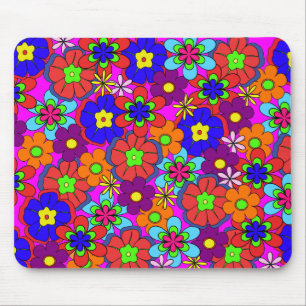Hippy Retro Funkadelic Blumen Mousepad