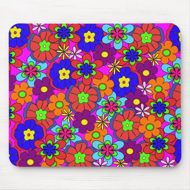 Hippy Retro Funkadelic Blumen Mousepad (Vorne)