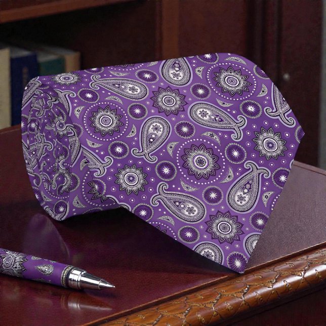 Hippy Retro Lila Paisley Krawatte Schlips (Von Creator hochgeladen)
