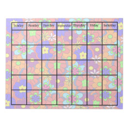 Hippy Retro Mod Blumen Blank Calendar Notizblock