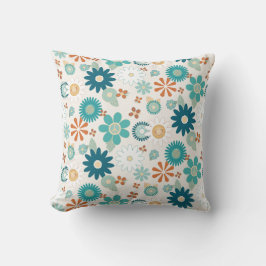 Hippy Retro Vibe 70er Daisy Peace Blue Orange Baby Kissen