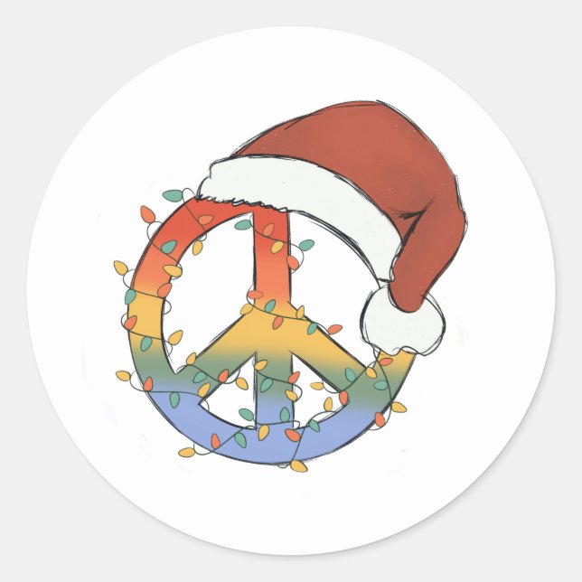 Hippy Santa Peace Weihnachtsgebäck Runder Aufkleber (Vorderseite)
