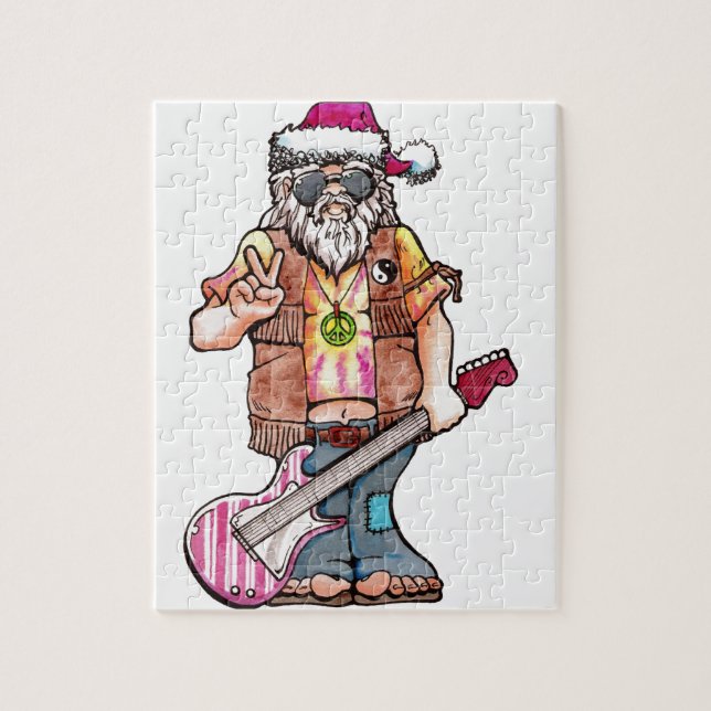 Hippy Santa sagt "Cooles Weihnachten" Puzzle (Vertikal)