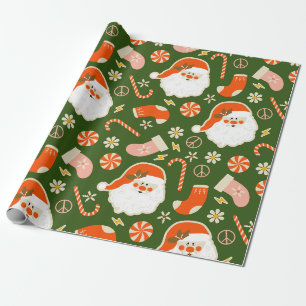 Hippy Santa und Bonbons Geschenkpapier