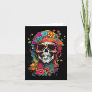 Hippy Skull Groovy Halloween Graphic Women Teens G Karte