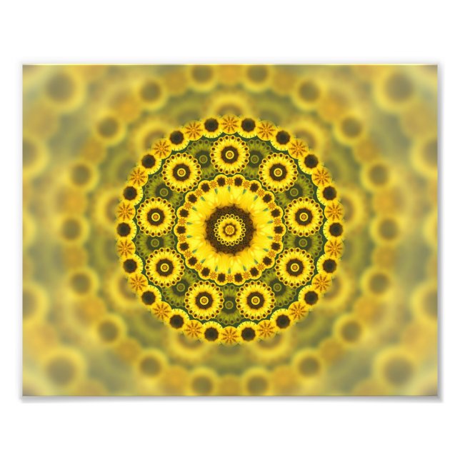 Hippy Sunflower Fraktal Mandala Pattern Fotodruck (Vorne)