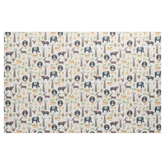 Hippy Wild African Animals Seamless Muster Stoff (Yard (91,4 cm))