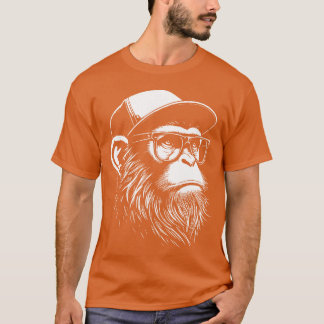 Hipster-Affe mit Brille und Kappe Retro T-Shirt