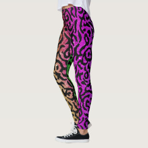 Hipster Animal Print Rainbow Pink Glitzer Leggings