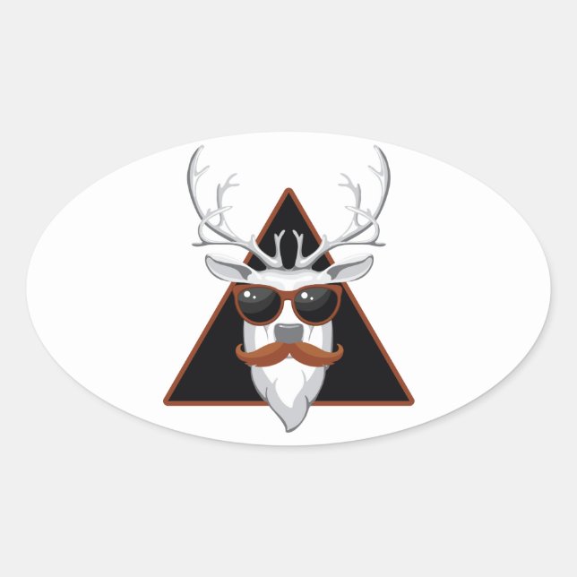 Hipster Antler Art Ovaler Aufkleber (Vorderseite)