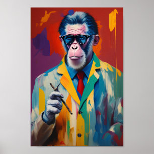 Hipster Ape Smoking Cigar Home Decoration Wall Art Poster