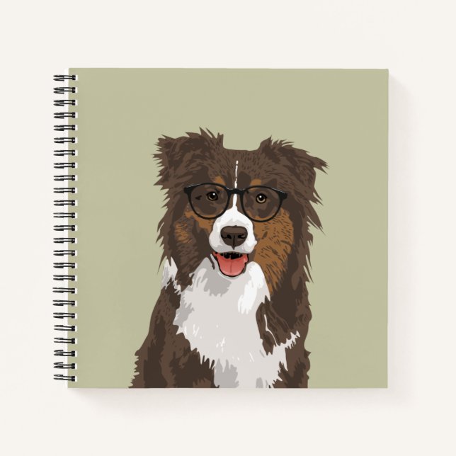 Hipster Australian Shepherd Dog Notebook Notizbuch (Vorderseite)