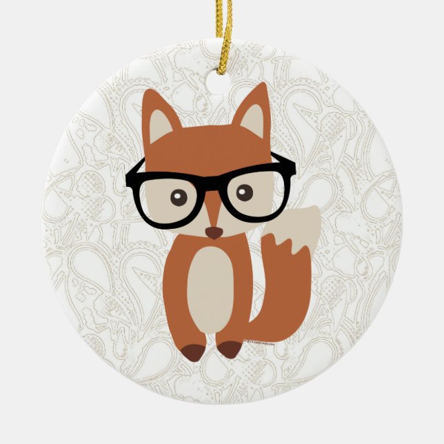 Hipster Baby Fox mit Brille Keramikornament (Vorne)