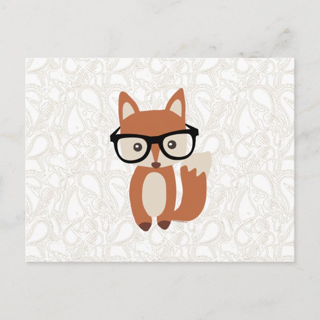 Hipster Baby Fox mit Brille Postkarte (Vorderseite)