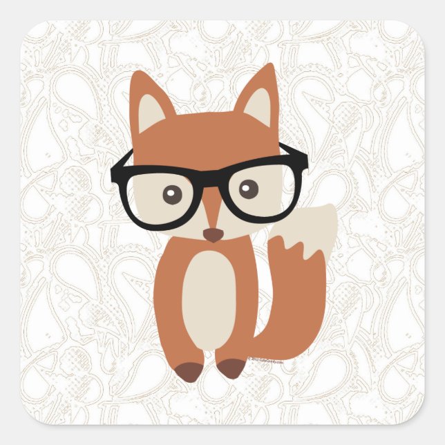 Hipster Baby Fox mit Brille Quadratischer Aufkleber (Vorderseite)