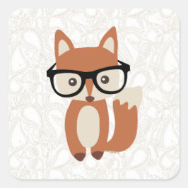 Hipster Baby Fox mit Brille Quadratischer Aufkleber