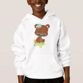 Hipster Bär, Brille, farbenfrohe Blume Hoodie