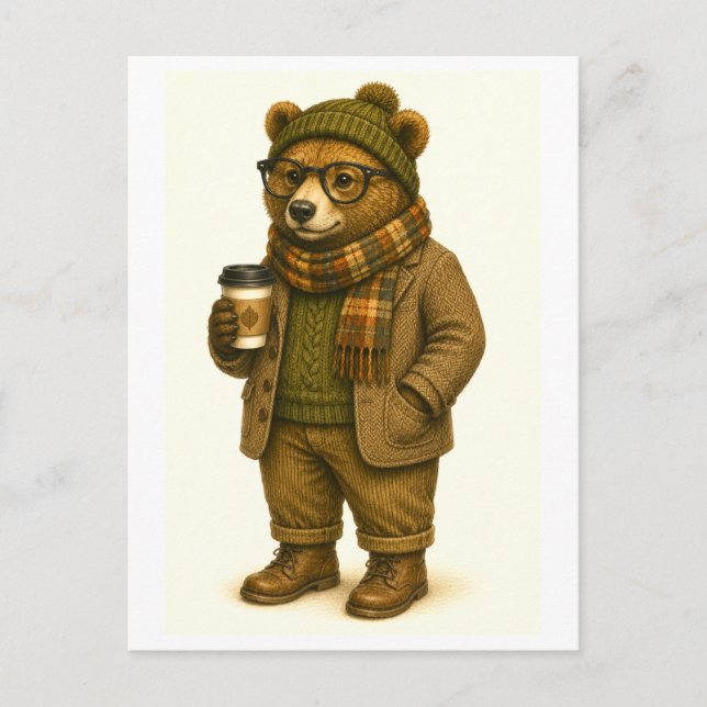 Hipster-Bär-Postkarte Postkarte (Vorderseite)