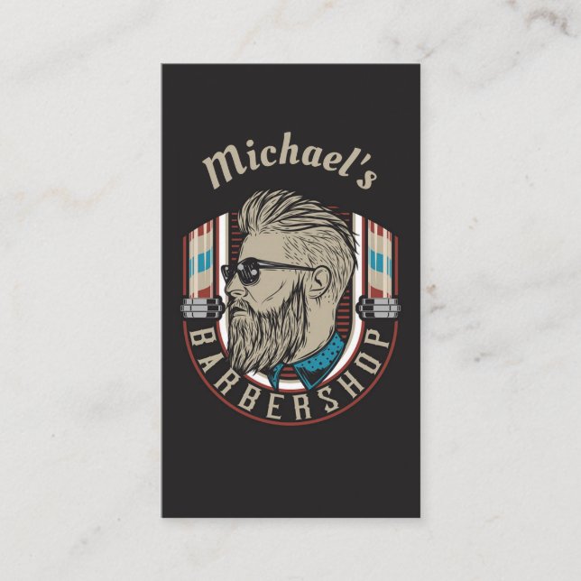 Hipster Barber / Hair Stylist Business Card Visitenkarte (Vorderseite)