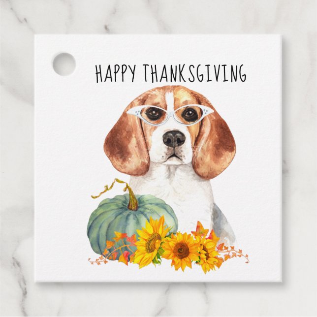 Hipster Beagle Anpassbarer Erntedank Geschenkanhänger (Vorderseite)