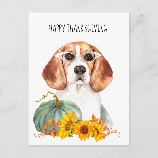 Hipster Beagle Anpassbarer Erntedank Postkarte (Vorderseite)