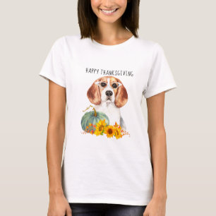 Hipster Beagle Anpassbarer Erntedank T-Shirt