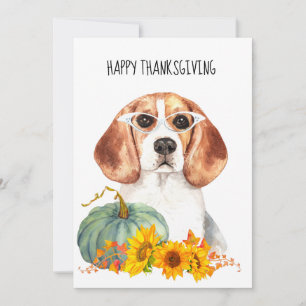 Hipster Beagle Watercolor Erntedank Card