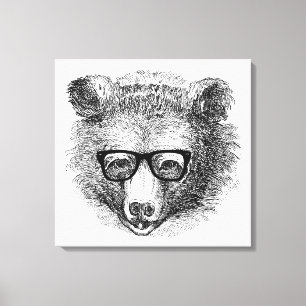 Hipster Bear Leinwanddruck