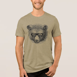 Hipster Bear mit Brille Tri-Blend Shirt