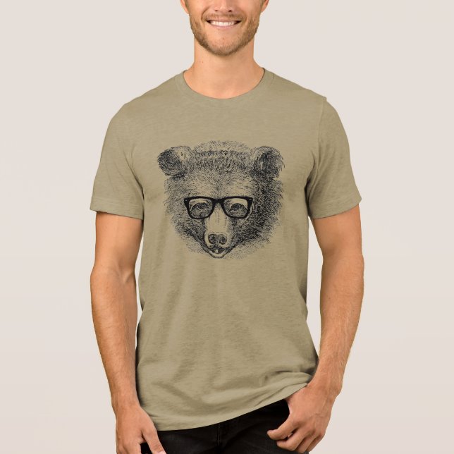 Hipster Bear mit Brille Tri-Blend Shirt (Vorderseite)