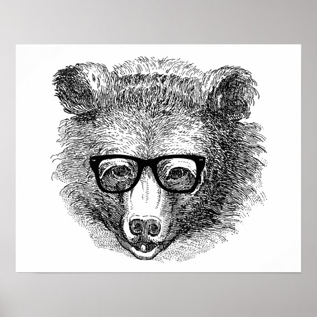 Hipster Bear Poster (Vorne)