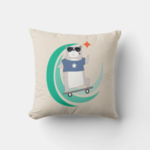 Hipster Bear Reiten auf einem Skateboard Kissen