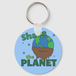 Hipster Bearded Earth Day Shave (Gerettet) Planet Schlüsselanhänger