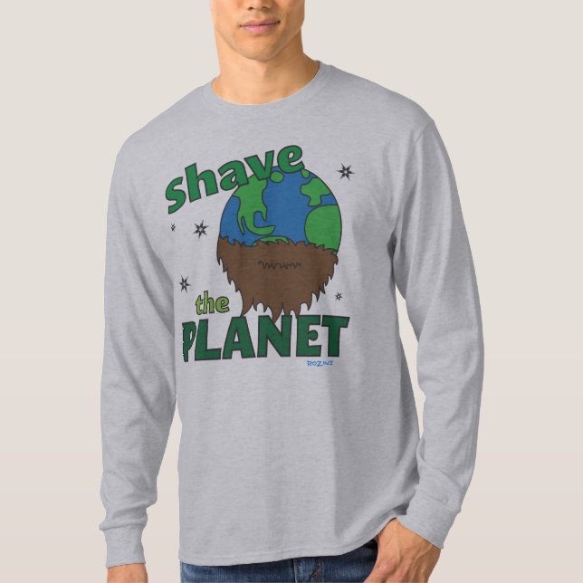 Hipster Bearded Earth Day Shave (Gerettet) Planet T-Shirt (Vorderseite)
