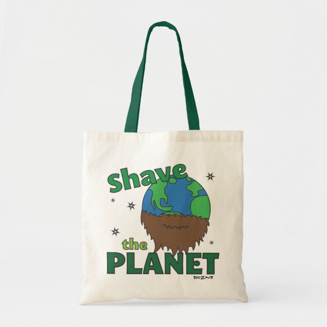 Hipster Bearded Earth Day Shave (Gerettet) Planet Tragetasche (Vorne)
