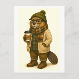 Hipster-Biber-Postkarte Postkarte