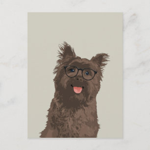 Hipster Black Glasses Cairn Terrier für Hunde Postkarte