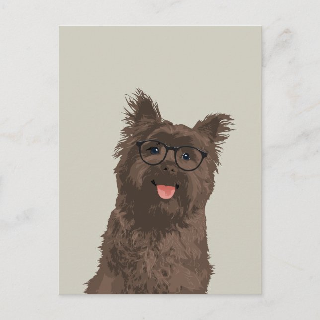 Hipster Black Glasses Cairn Terrier für Hunde Postkarte (Vorderseite)