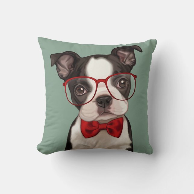 Hipster-Boston-Terrier Kissen (Vorderseite)
