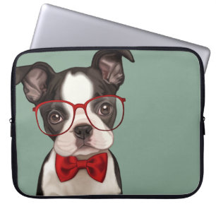Hipster-Boston-Terrier Laptopschutzhülle