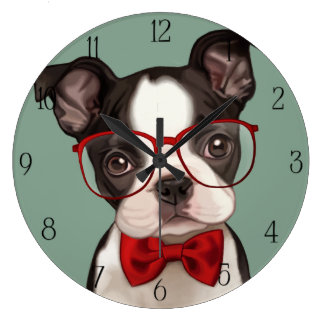 Hipster Boxer Welppy Große Wanduhr
